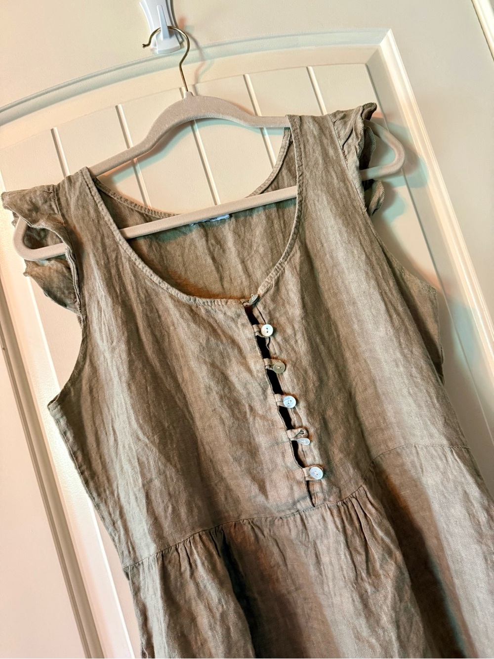 PURO LINO Linen Sleeveless Button-Front Dress Made in Italy